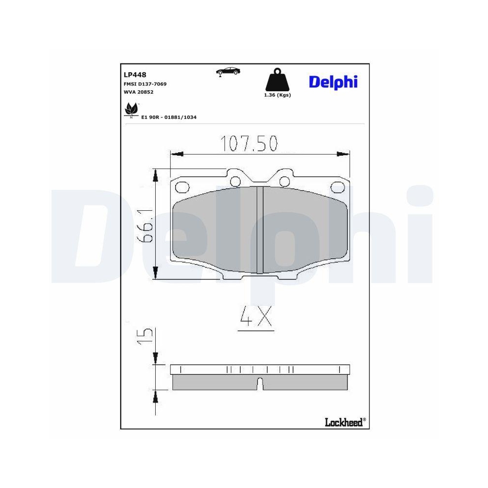 DELPHI LP448 Bremsbelagsatz, Scheibenbremse f&uuml;r TOYOTA, Vorderachse