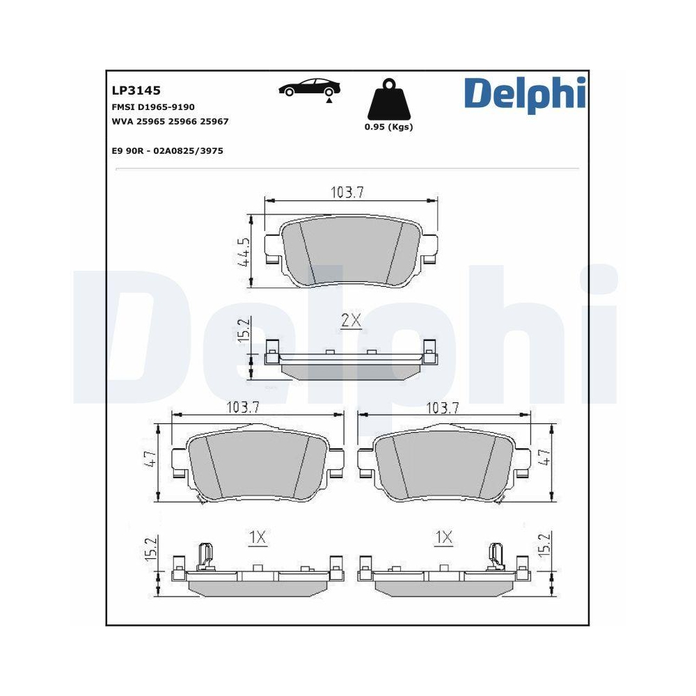 DELPHI LP3145 Bremsbelagsatz, Scheibenbremse f&uuml;r NISSAN RENAULT NISSAN (DFAC)