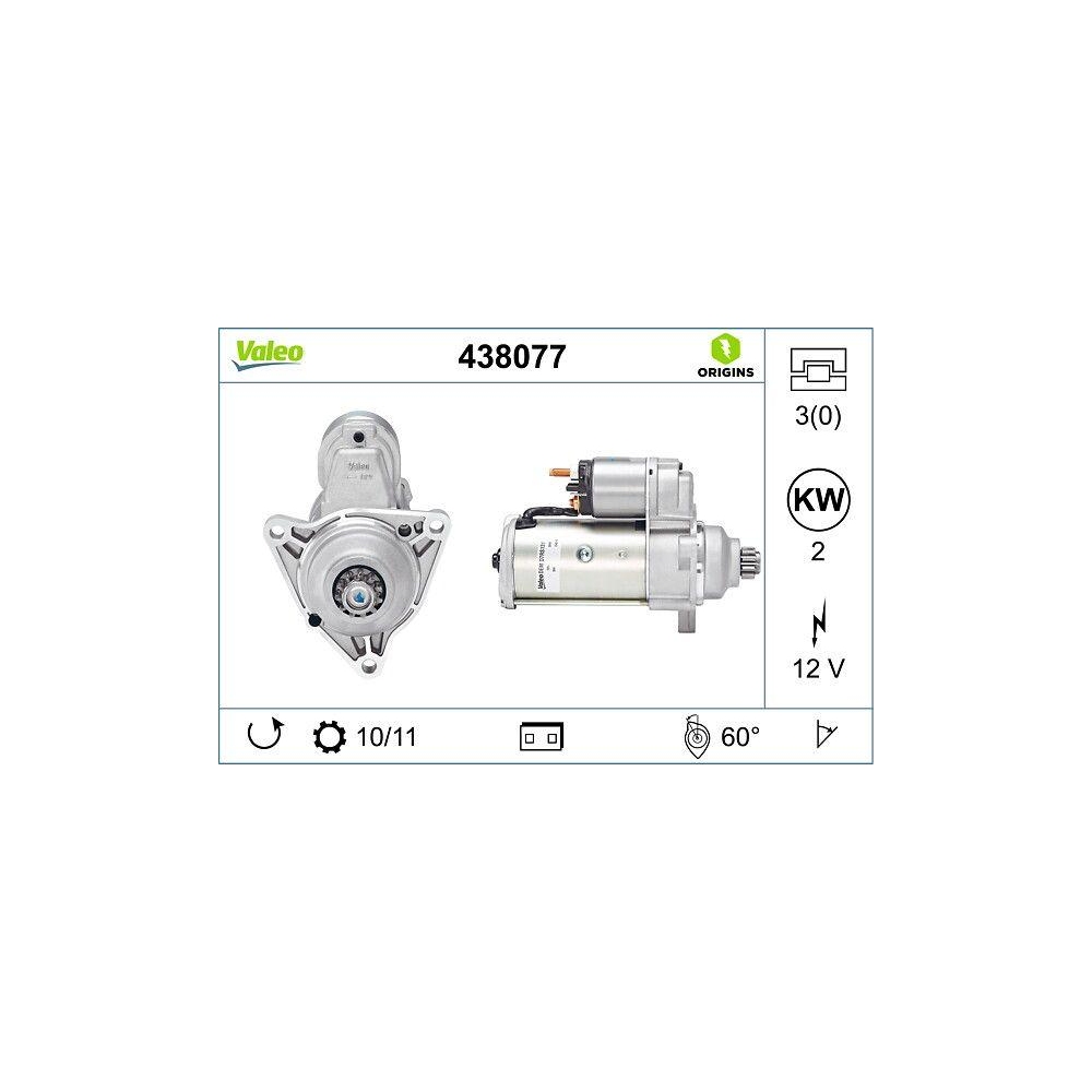 Starter VALEO 438077 VALEO ORIGINS - NEW O.E. TECHNOLOGIE für AUDI VW