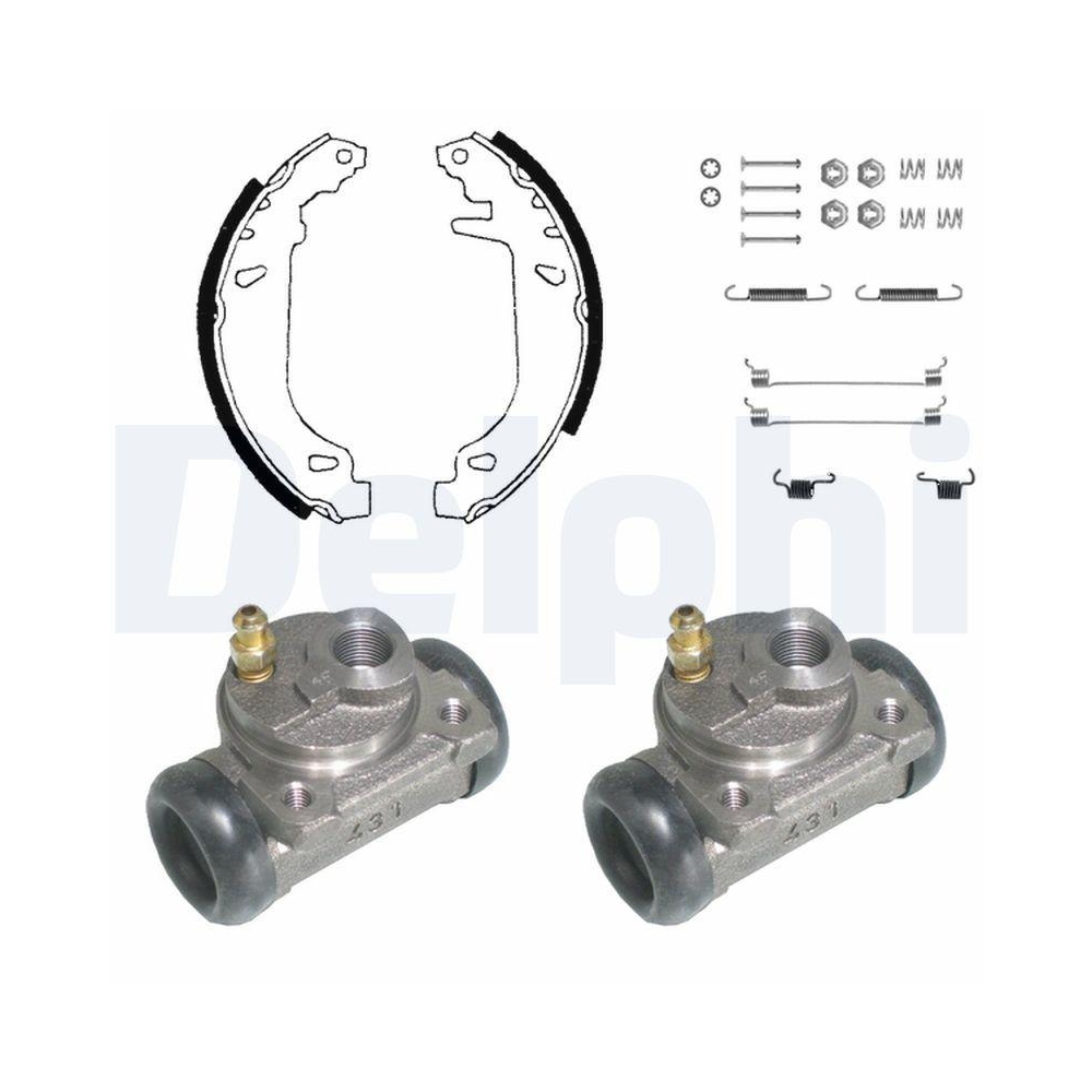 Bremsbackensatz DELPHI KP823 für CITROËN PEUGEOT, Hinterachse