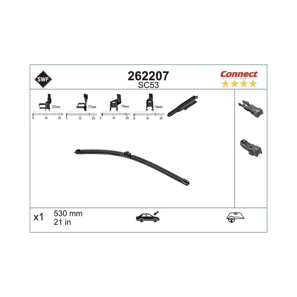 Wischblatt SWF 262207 CONNECT MADE IN GERMANY f&uuml;r AUDI SEAT SKODA VW AUDI (FAW)