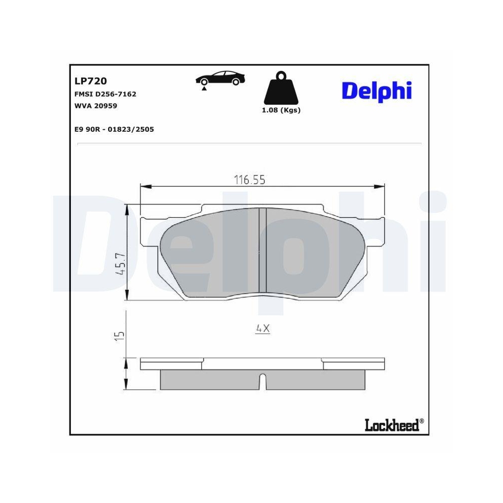 DELPHI LP720 Bremsbelagsatz, Scheibenbremse für HONDA, Vorderachse