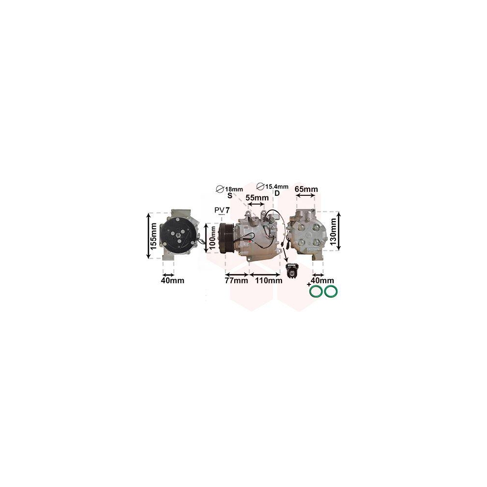 Kompressor, Klimaanlage VAN WEZEL 2500K208 *** IR PLUS *** f&uuml;r HONDA
