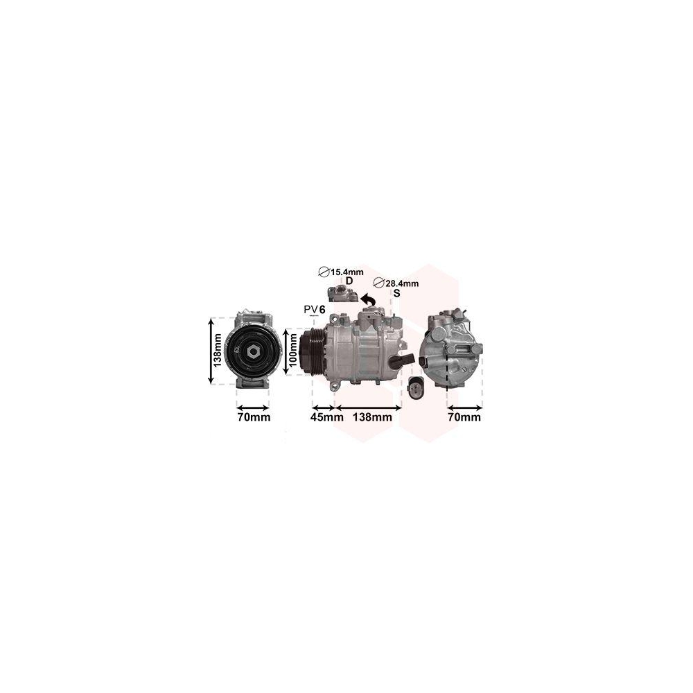 Kompressor, Klimaanlage VAN WEZEL 5800K384 f&uuml;r VW