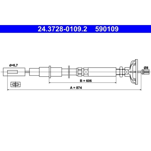 Seilzug, Kupplungsbet&auml;tigung ATE 24.3728-0109.2 f&uuml;r VAG