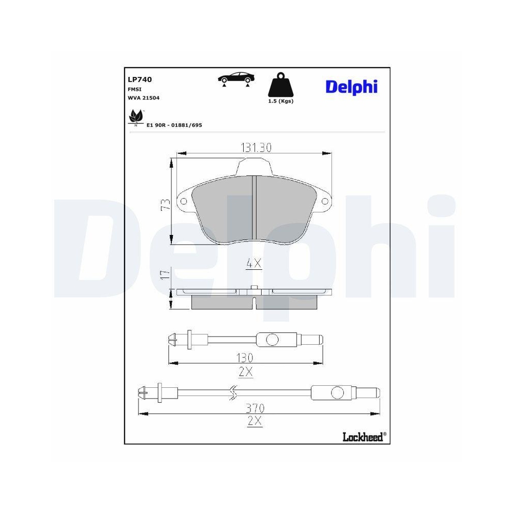 DELPHI LP740 Bremsbelagsatz, Scheibenbremse f&uuml;r CITRO&Euml;N RENAULT ALPINE