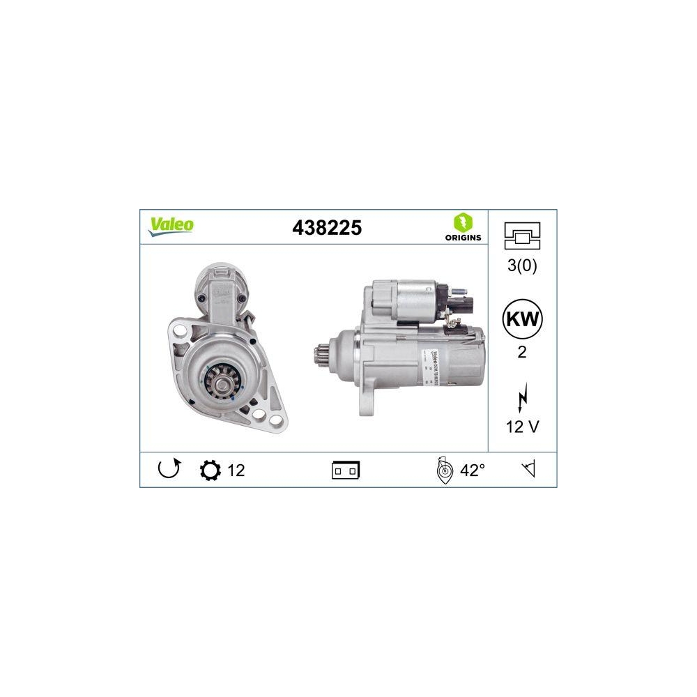 Starter VALEO 438225 VALEO ORIGINS - NEW O.E. TECHNOLOGIE f&uuml;r AUDI SEAT SKODA VW
