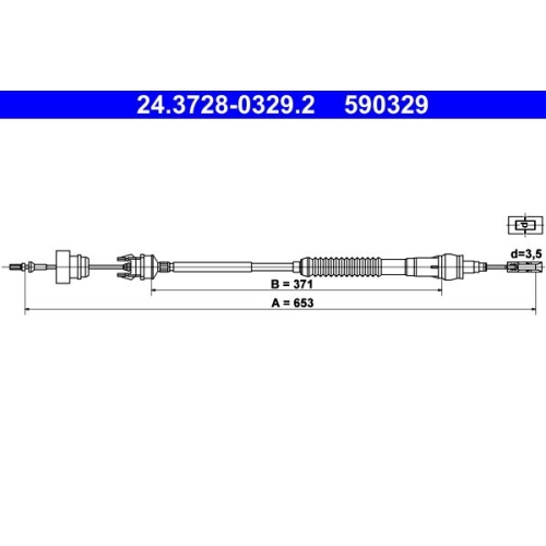 Seilzug, Kupplungsbet&auml;tigung ATE 24.3728-0329.2 f&uuml;r CITRO&Euml;N PEUGEOT