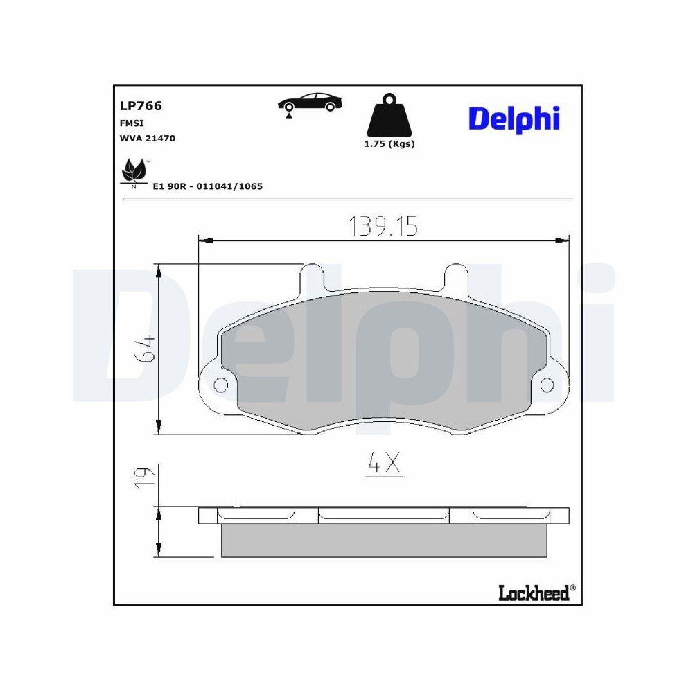 DELPHI LP766 Bremsbelagsatz, Scheibenbremse f&uuml;r FORD, Vorderachse