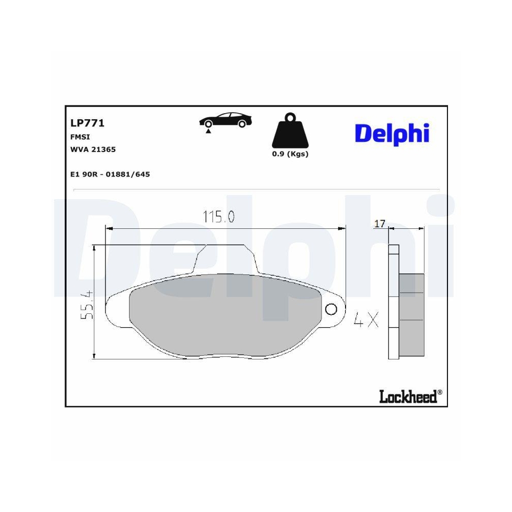DELPHI LP771 Bremsbelagsatz, Scheibenbremse f&uuml;r FIAT, Vorderachse