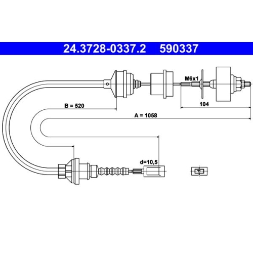 Seilzug, Kupplungsbet&auml;tigung ATE 24.3728-0337.2 f&uuml;r CITRO&Euml;N FIAT PEUGEOT