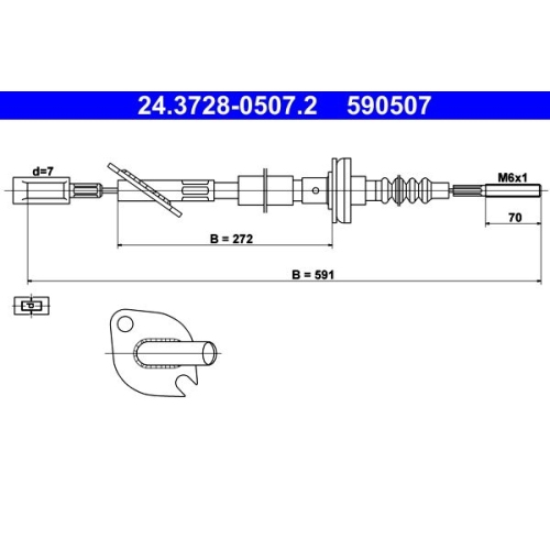 Seilzug, Kupplungsbet&auml;tigung ATE 24.3728-0507.2 f&uuml;r FIAT