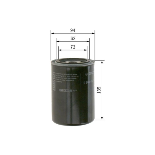 BOSCH 0 986 452 001 &Ouml;lfilter f&uuml;r ALFA ROMEO CITRO&Euml;N DAF DAIHATSU FIAT FORD ISUZU