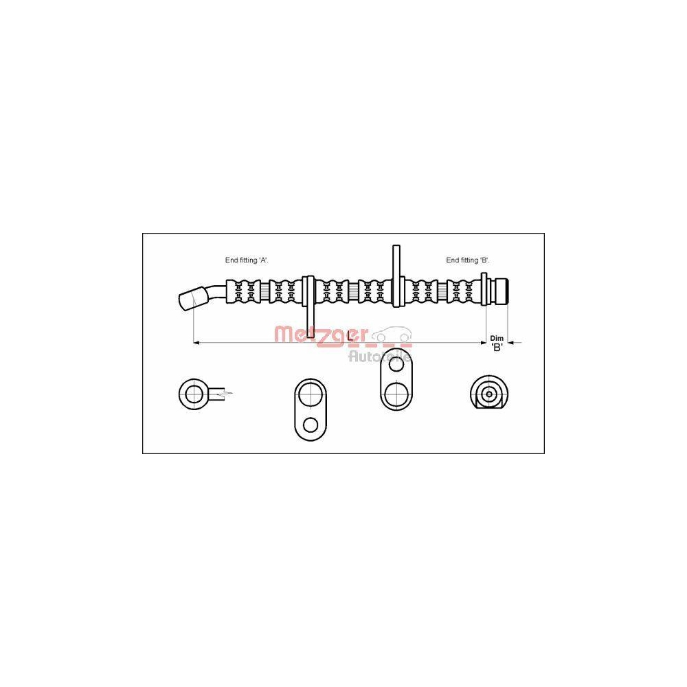 Bremsschlauch METZGER 4113605 f&uuml;r HONDA, Hinterachse links, Hinterachse rechts