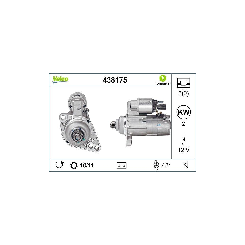 Starter VALEO 438175 VALEO ORIGINS - NEW O.E. TECHNOLOGIE für AUDI SEAT SKODA VW