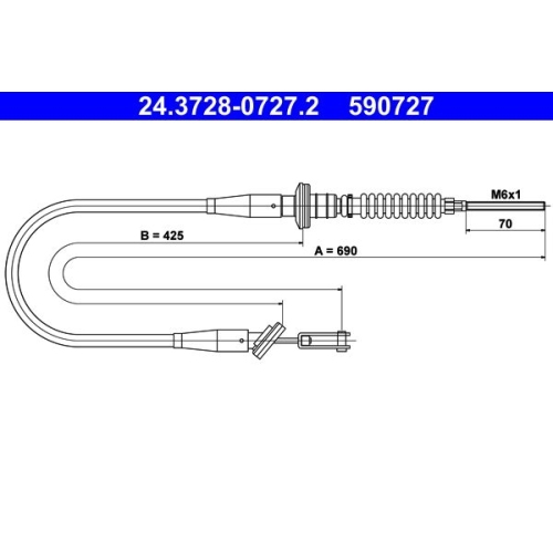 Seilzug, Kupplungsbet&auml;tigung ATE 24.3728-0727.2 f&uuml;r OPEL VAUXHALL