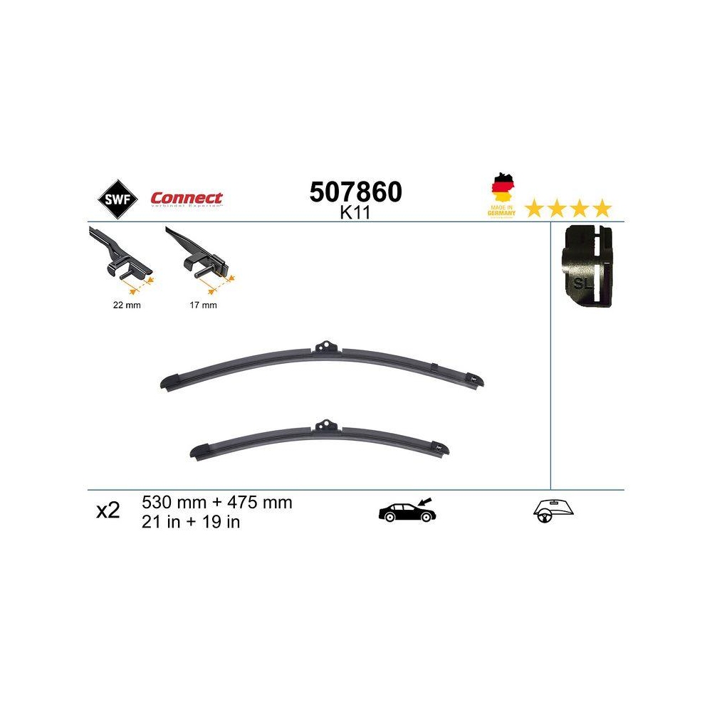 Wischblatt SWF 507860 CONNECT MADE IN GERMANY für, vorne