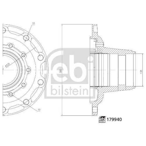 Radnabe FEBI BILSTEIN 179940 f&uuml;r SAF, Hinterachse