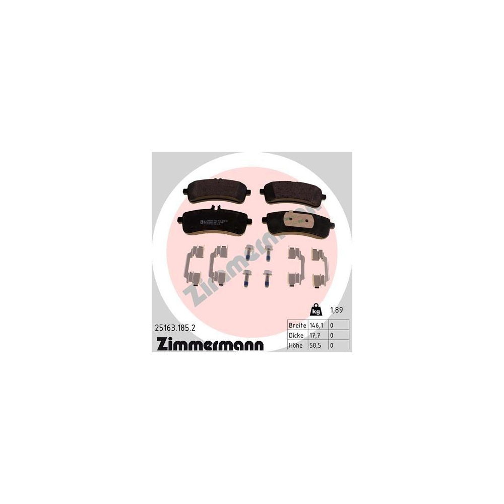 Bremsbelagsatz, Scheibenbremse ZIMMERMANN 25163.185.2 für MERCEDES-BENZ