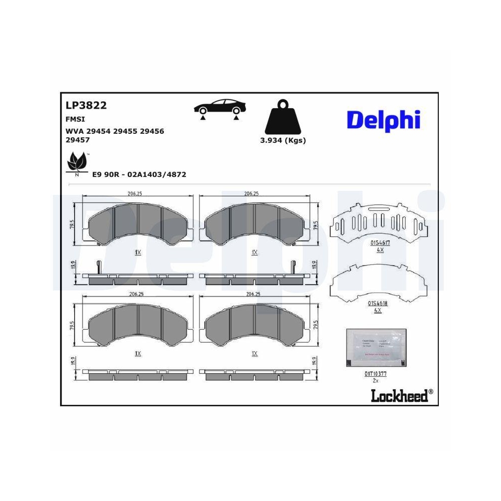 DELPHI LP3822 Bremsbelagsatz, Scheibenbremse f&uuml;r ISUZU