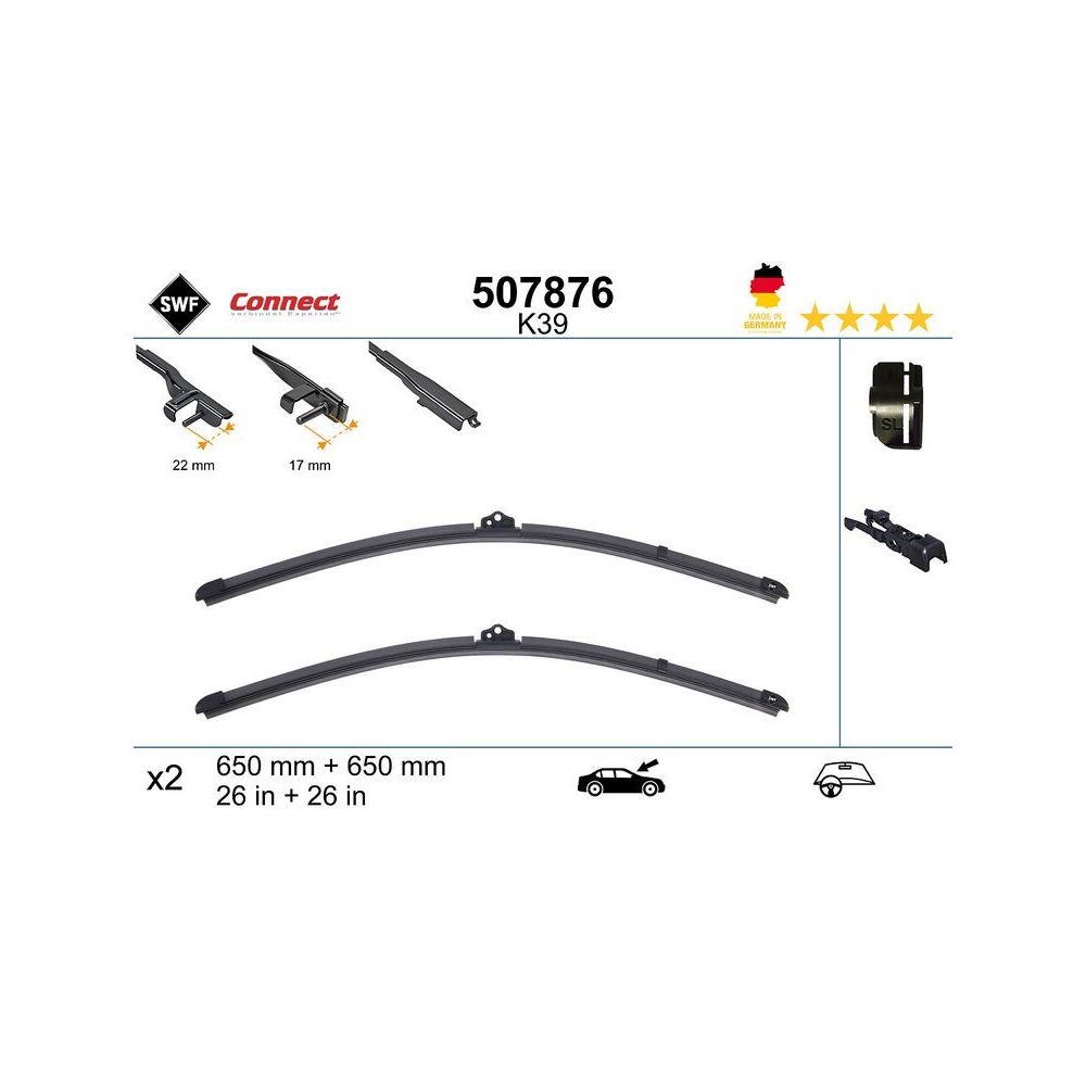 Wischblatt SWF 507876 CONNECT MADE IN GERMANY für AUDI, vorne