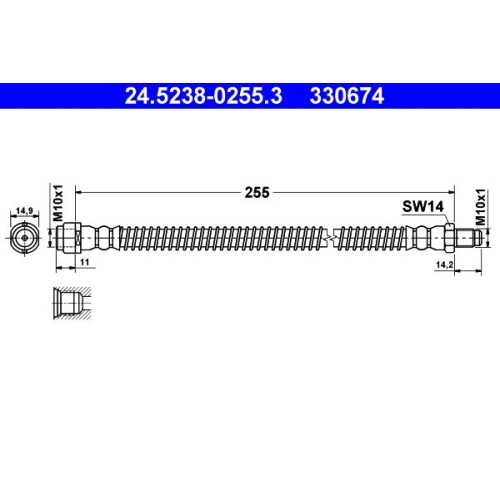 Bremsschlauch ATE 24.5238-0255.3 f&uuml;r MERCEDES-BENZ, Hinterachse