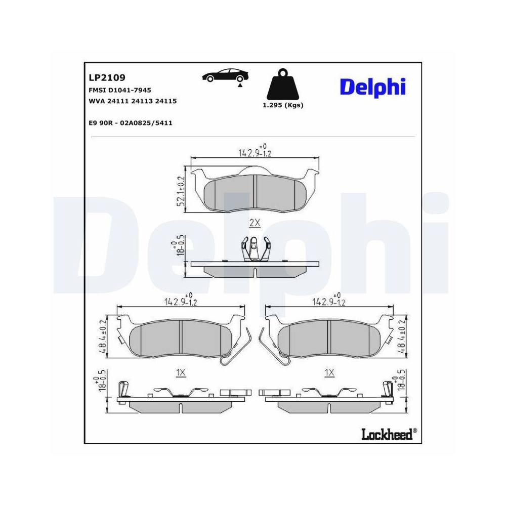 DELPHI LP2109 Bremsbelagsatz, Scheibenbremse f&uuml;r NISSAN INFINITI, Hinterachse