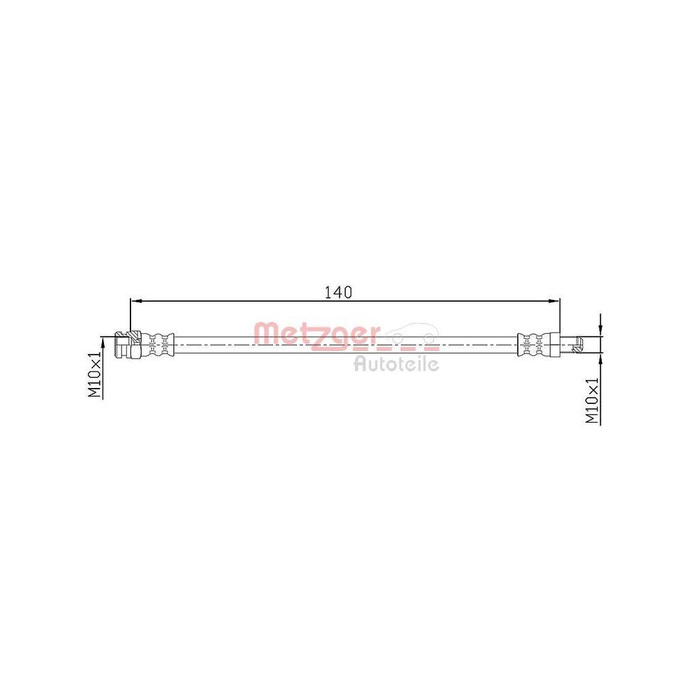 Bremsschlauch METZGER 4110106 f&uuml;r FIAT OPEL GENERAL MOTORS, Hinterachse links