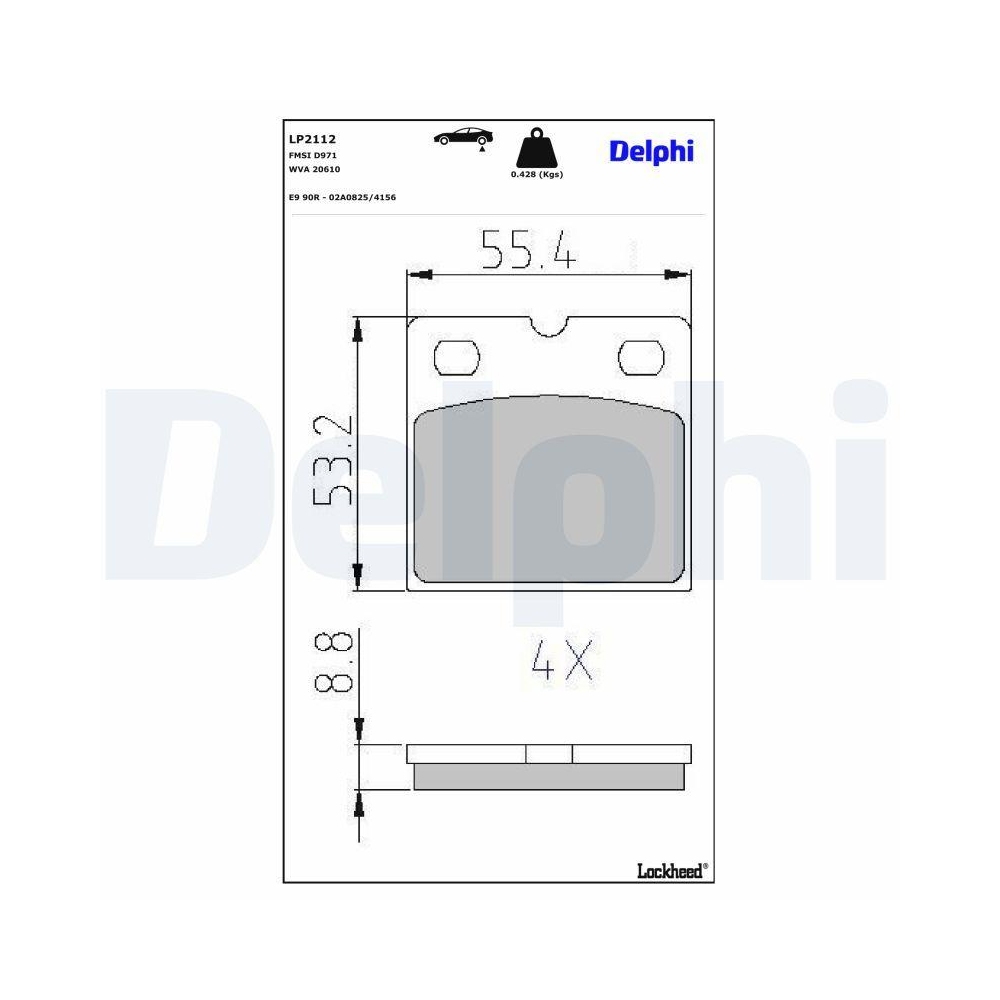 DELPHI LP2112 Bremsbelagsatz, Scheibenfeststellbremse f&uuml;r AUDI JAGUAR