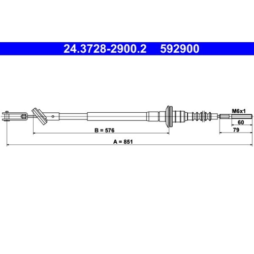 Seilzug, Kupplungsbet&auml;tigung ATE 24.3728-2900.2 f&uuml;r CHEVROLET DAEWOO