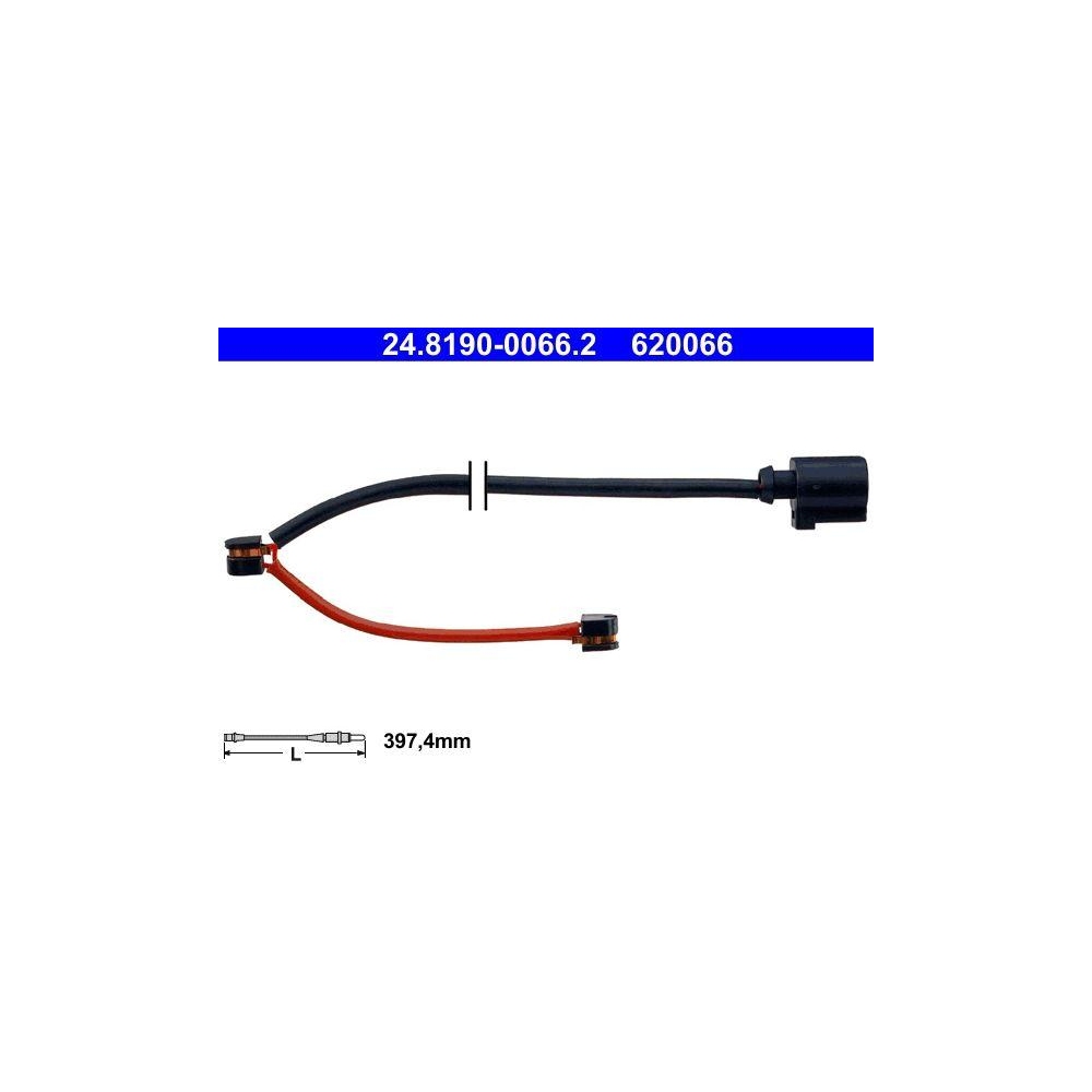 Warnkontakt, Bremsbelagverschlei&szlig; ATE 24.8190-0066.2 f&uuml;r PORSCHE, Vorderachse