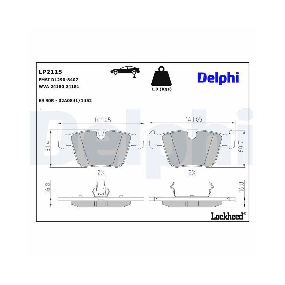 DELPHI LP2115 Bremsbelagsatz, Scheibenbremse f&uuml;r MERCEDES-BENZ, Hinterachse