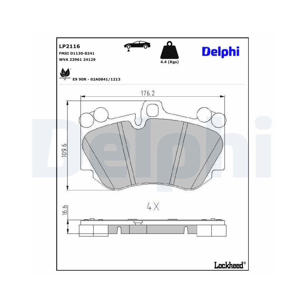 DELPHI LP2116 Bremsbelagsatz, Scheibenbremse f&uuml;r AUDI PORSCHE VW, Vorderachse