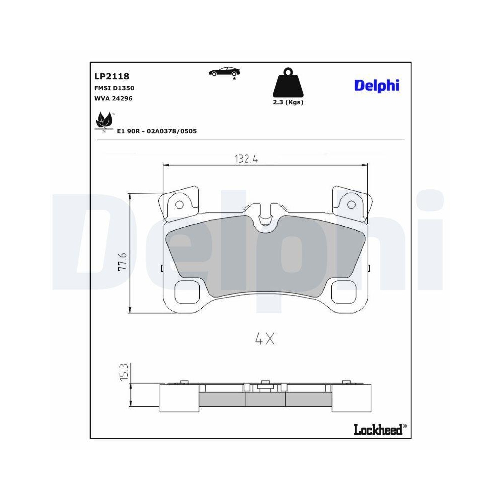 DELPHI LP2118 Bremsbelagsatz, Scheibenbremse f&uuml;r AUDI PORSCHE VW, Hinterachse