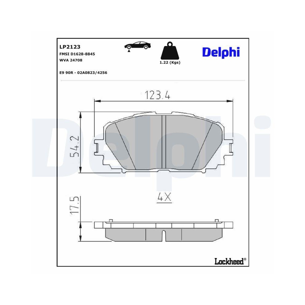 DELPHI LP2123 Bremsbelagsatz, Scheibenbremse f&uuml;r TOYOTA, Vorderachse