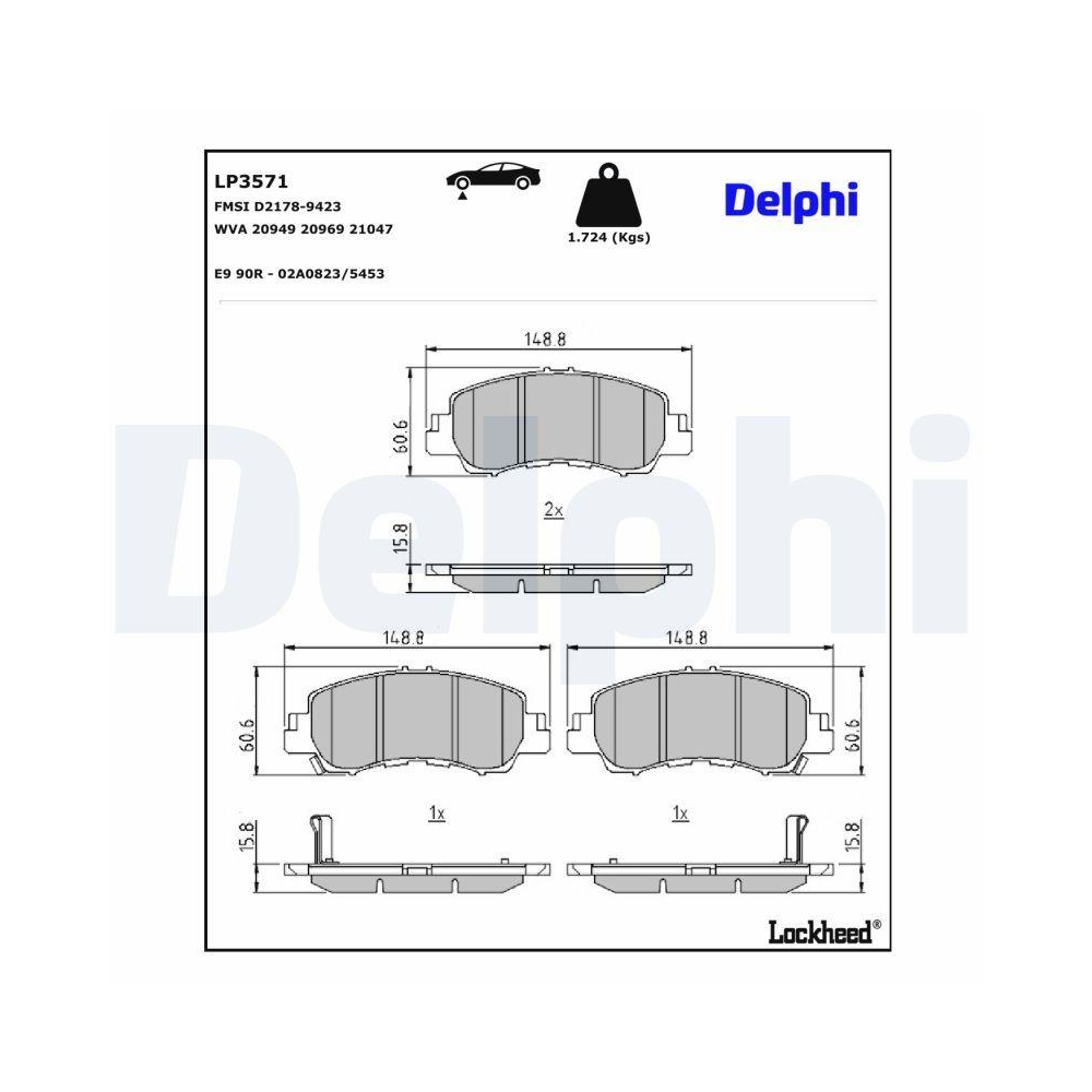 DELPHI LP3571 Bremsbelagsatz, Scheibenbremse f&uuml;r MITSUBISHI, Vorderachse