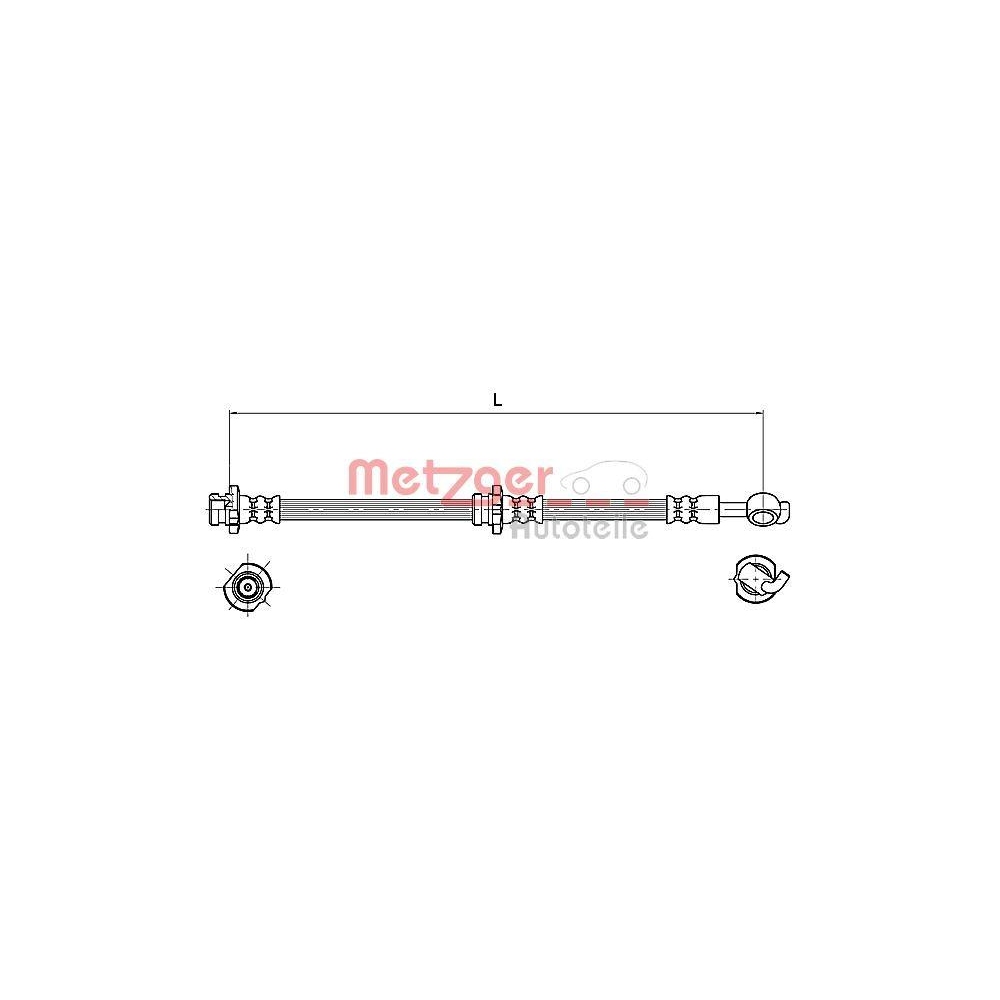 Bremsschlauch METZGER 4110129 f&uuml;r NISSAN, Hinterachse links