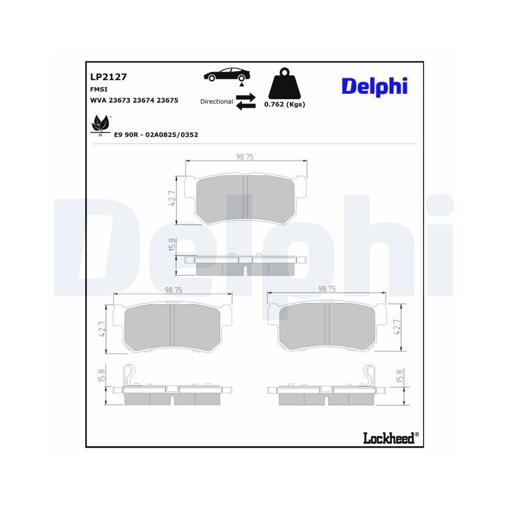 DELPHI LP2127 Bremsbelagsatz, Scheibenbremse f&uuml;r SSANGYONG, Hinterachse