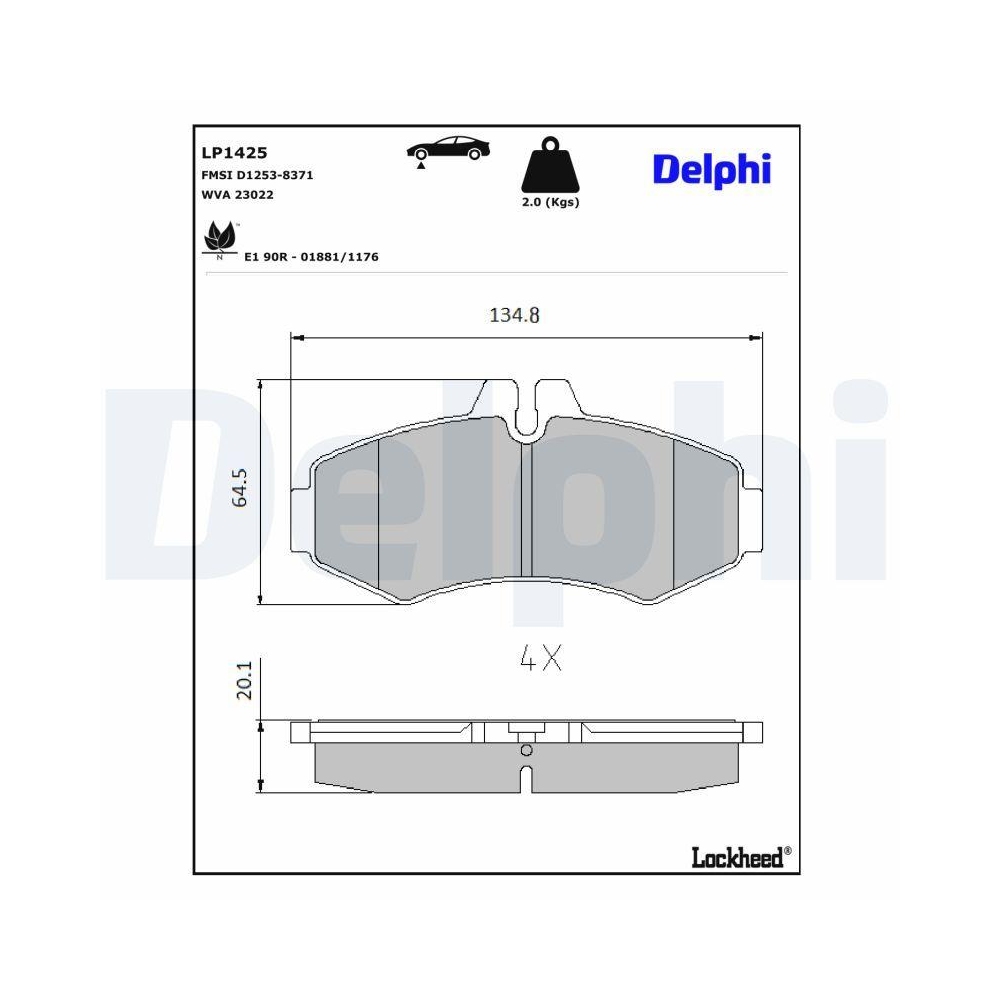 DELPHI LP1425 Bremsbelagsatz, Scheibenbremse f&uuml;r MERCEDES-BENZ, Vorderachse