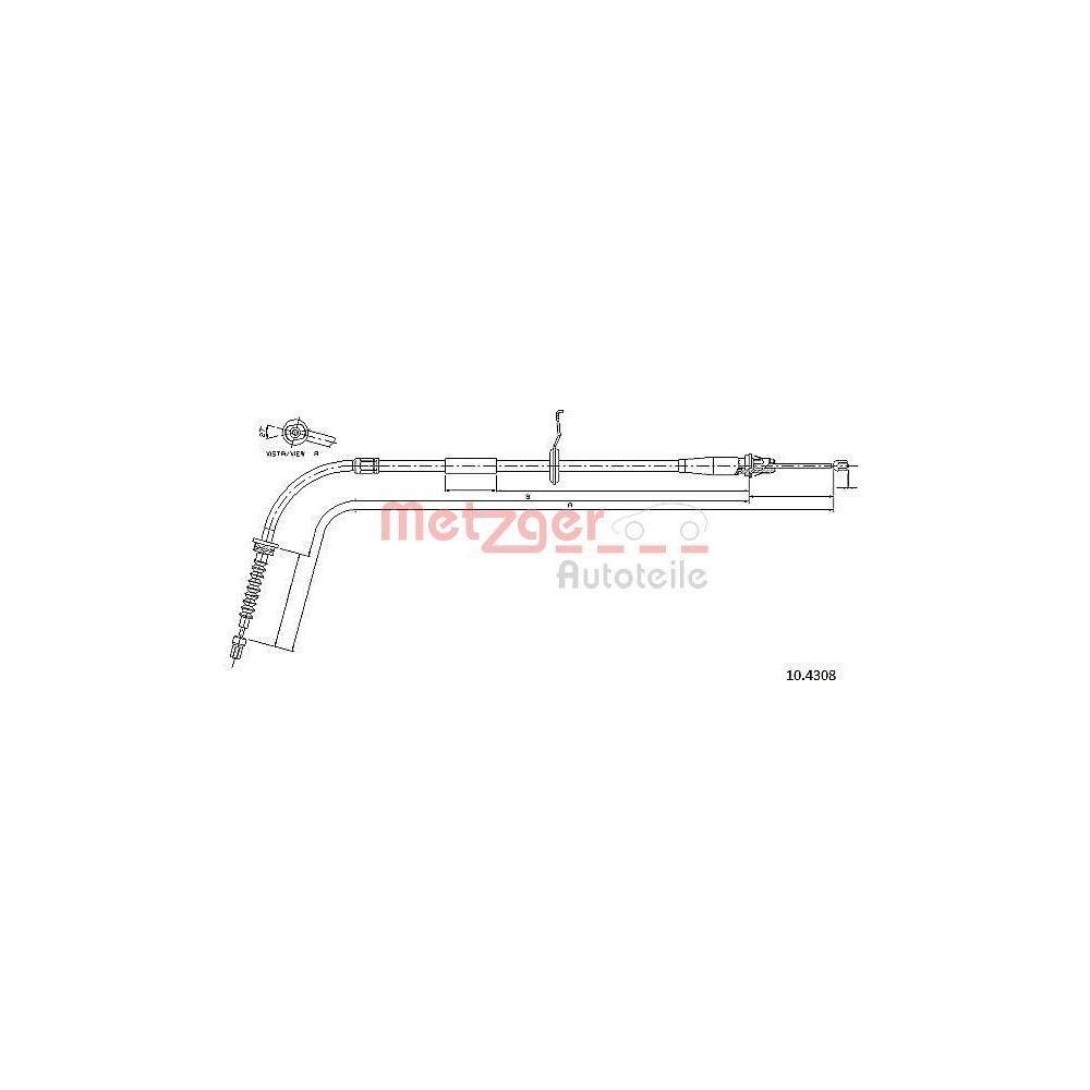 Seilzug, Feststellbremse METZGER 10.4308 f&uuml;r MINI, hinten rechts
