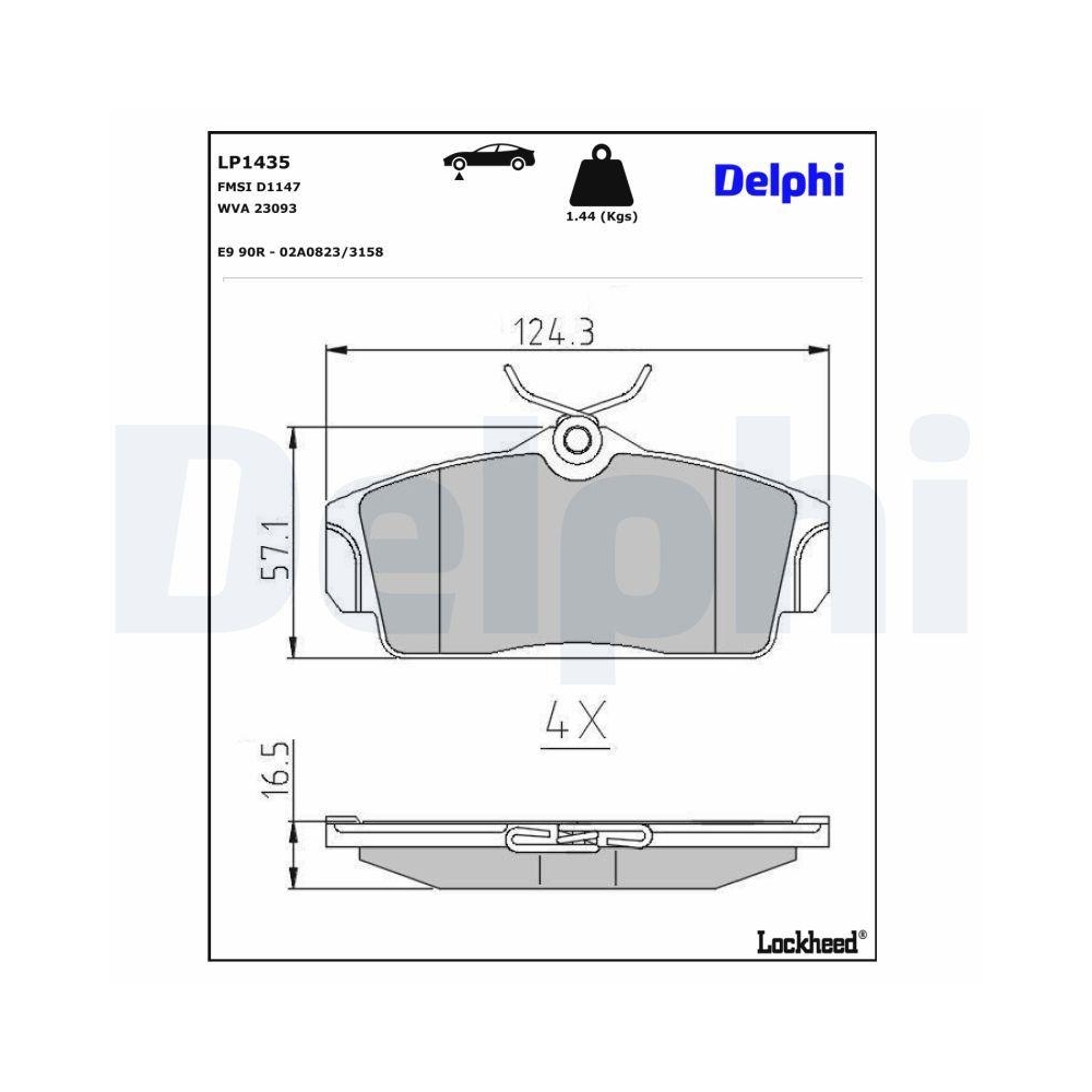DELPHI LP1435 Bremsbelagsatz, Scheibenbremse f&uuml;r NISSAN, Vorderachse