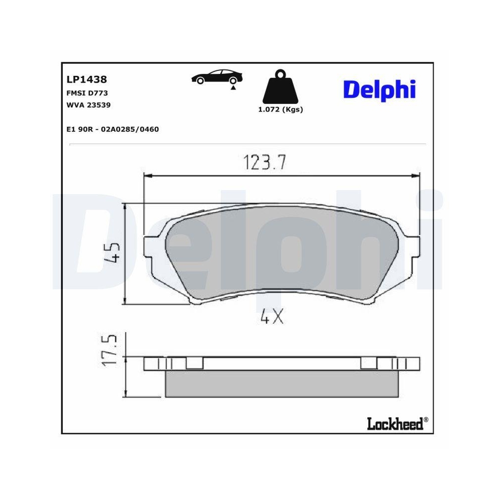 DELPHI LP1438 Bremsbelagsatz, Scheibenbremse f&uuml;r TOYOTA LEXUS, Hinterachse