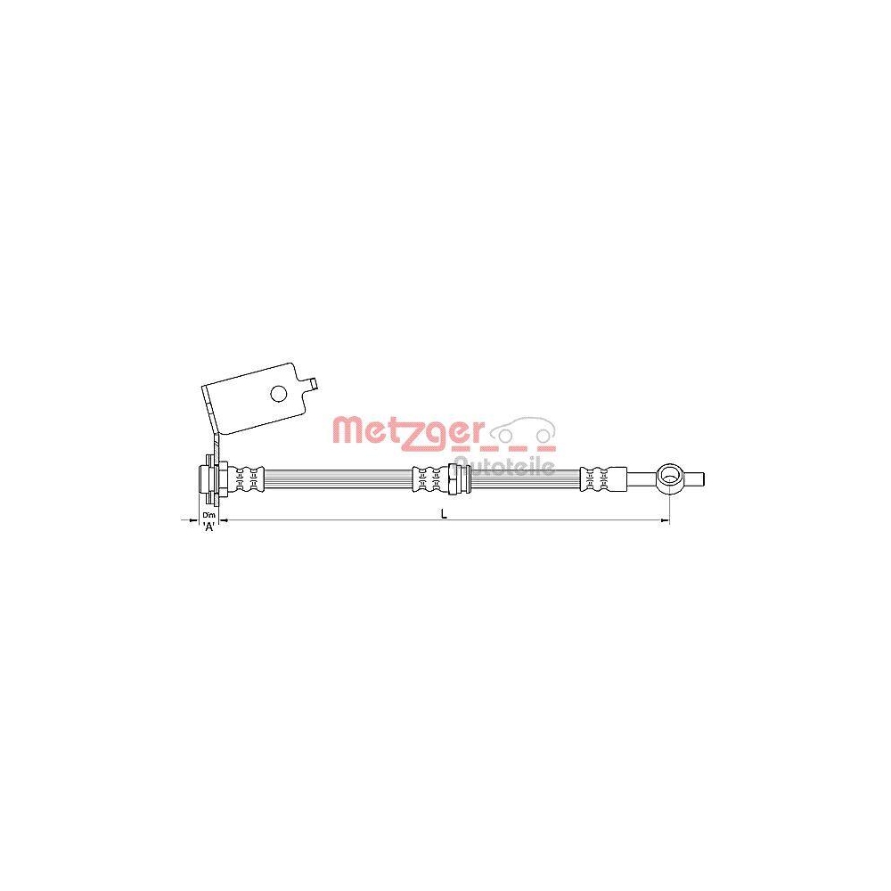 Bremsschlauch METZGER 4110141 f&uuml;r HYUNDAI, Hinterachse links