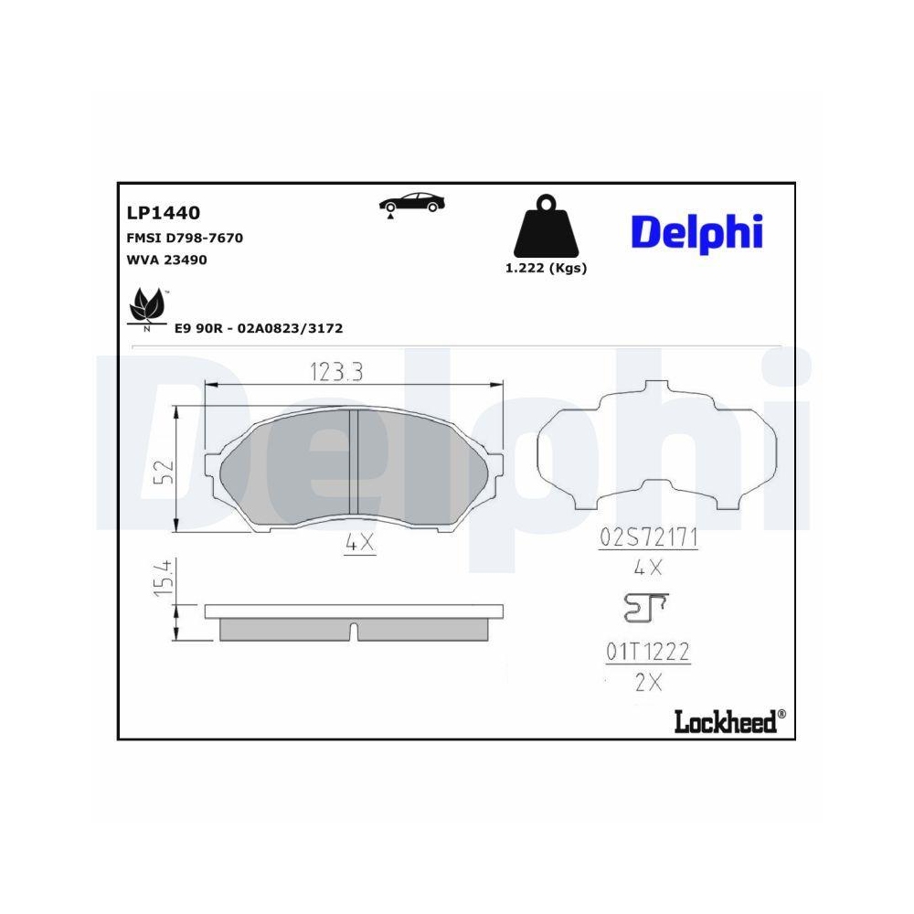 DELPHI LP1440 Bremsbelagsatz, Scheibenbremse f&uuml;r MAZDA, Vorderachse