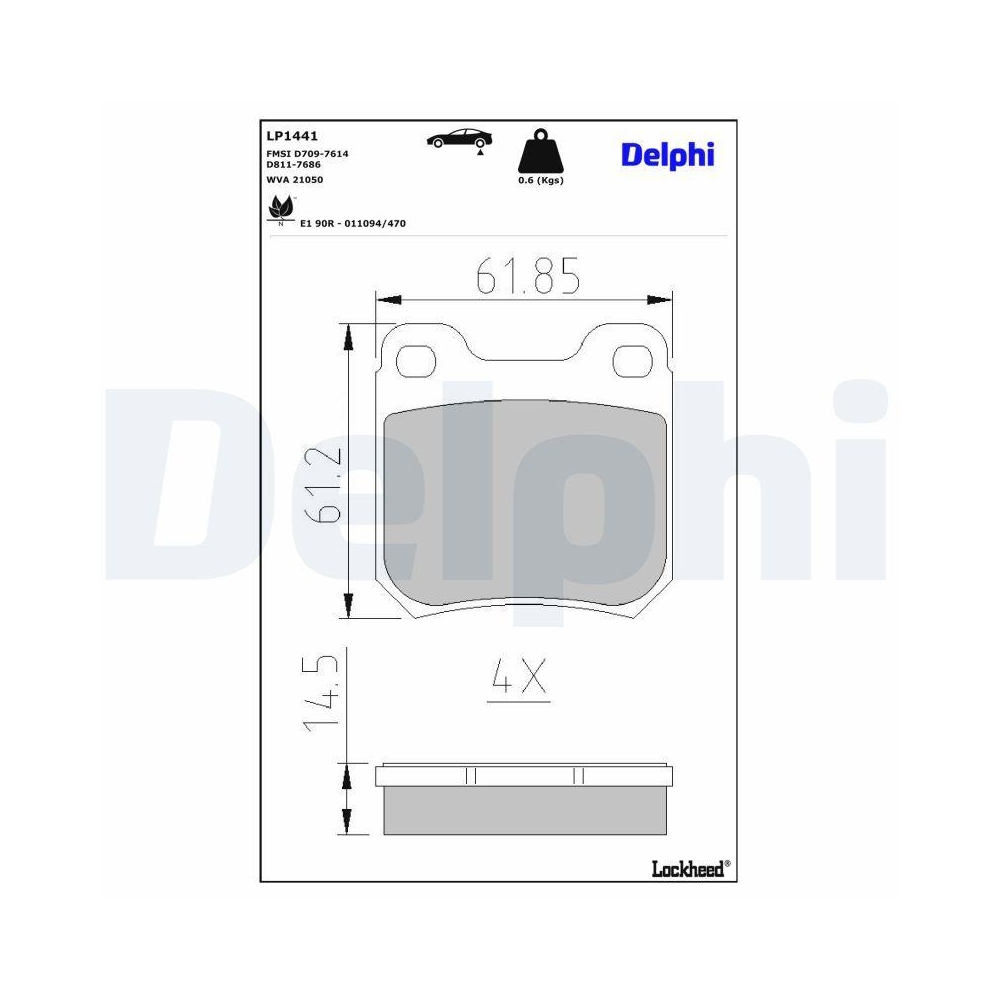DELPHI LP1441 Bremsbelagsatz, Scheibenbremse f&uuml;r SAAB CHEVROLET, Hinterachse