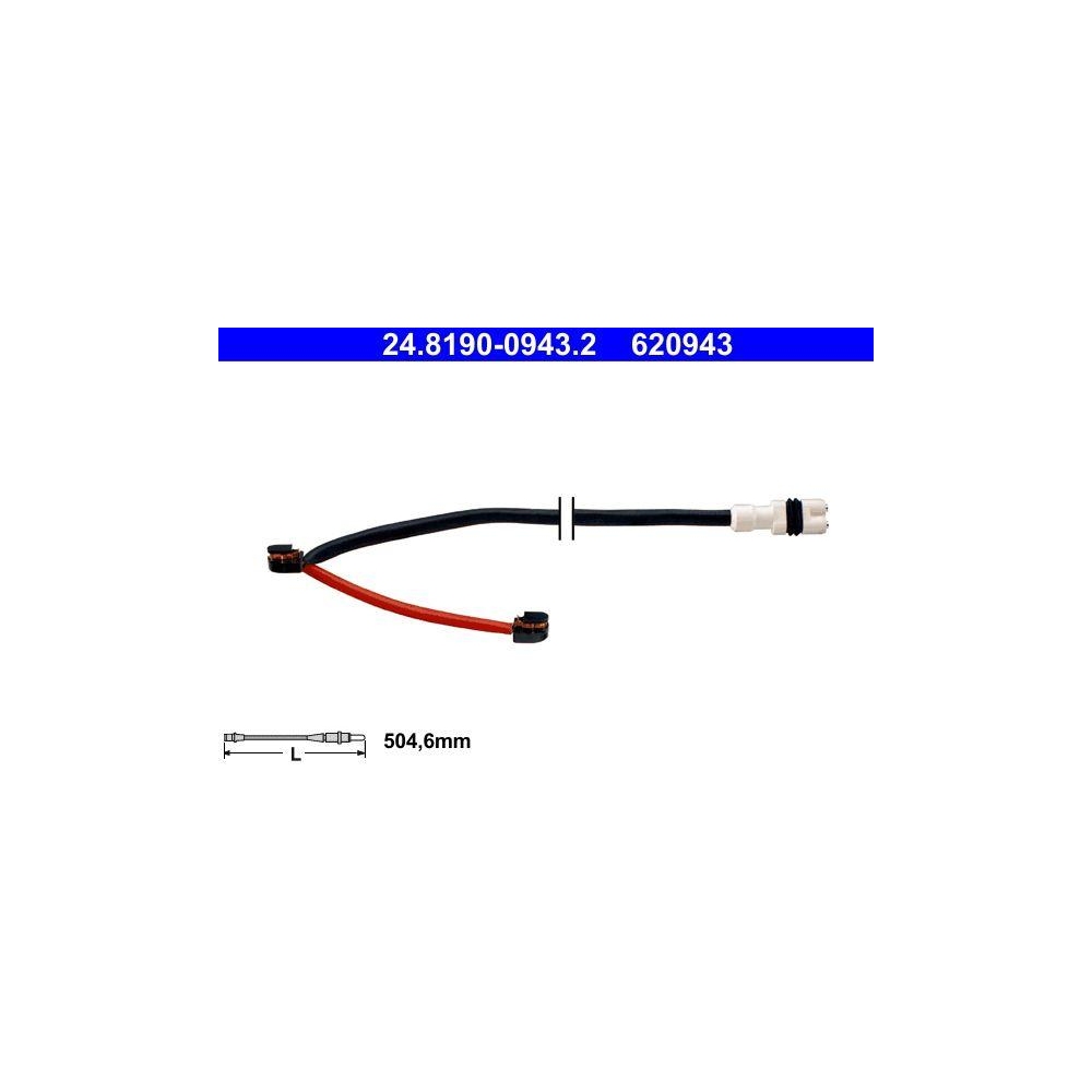Warnkontakt, Bremsbelagverschlei&szlig; ATE 24.8190-0943.2 f&uuml;r PORSCHE, Hinterachse