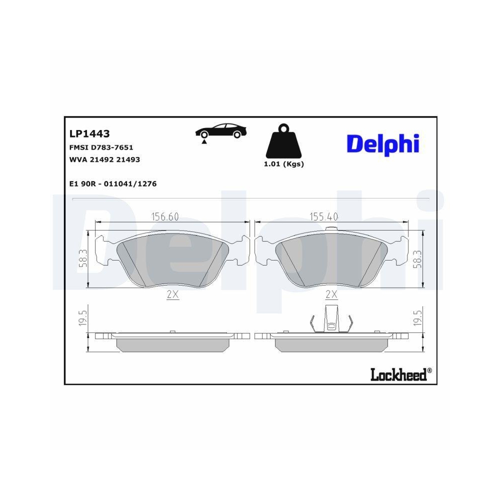 DELPHI LP1443 Bremsbelagsatz, Scheibenbremse f&uuml;r VOLVO, Vorderachse