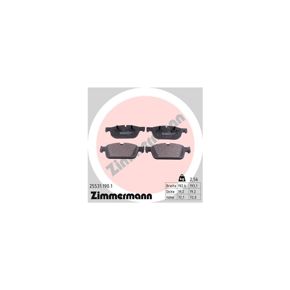 Bremsbelagsatz, Scheibenbremse ZIMMERMANN 25531.190.1 f&uuml;r MERCEDES-BENZ