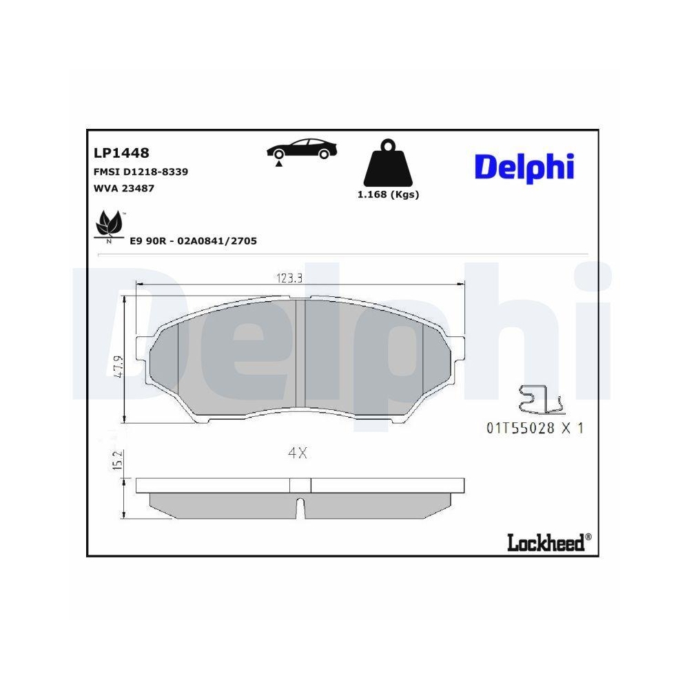 DELPHI LP1448 Bremsbelagsatz, Scheibenbremse für MITSUBISHI, Vorderachse