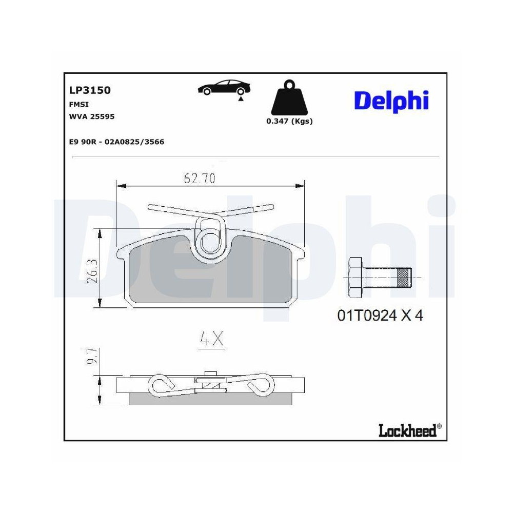 DELPHI LP3150 Bremsbelagsatz, Scheibenbremse f&uuml;r RENAULT, Hinterachse